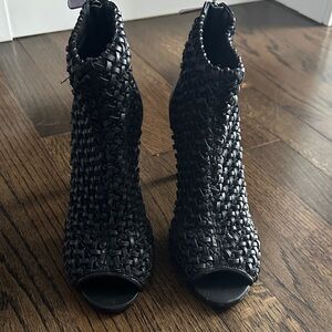 Charles By Charles David Black Woven Ankle Booties